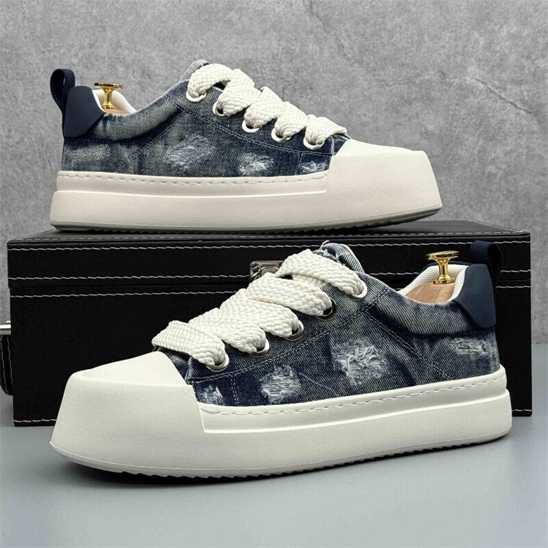 X4970-p275板鞋男夏季新款牛仔布鞋厚底增高休闲鞋男，男鞋帆布鞋，星座1407-3