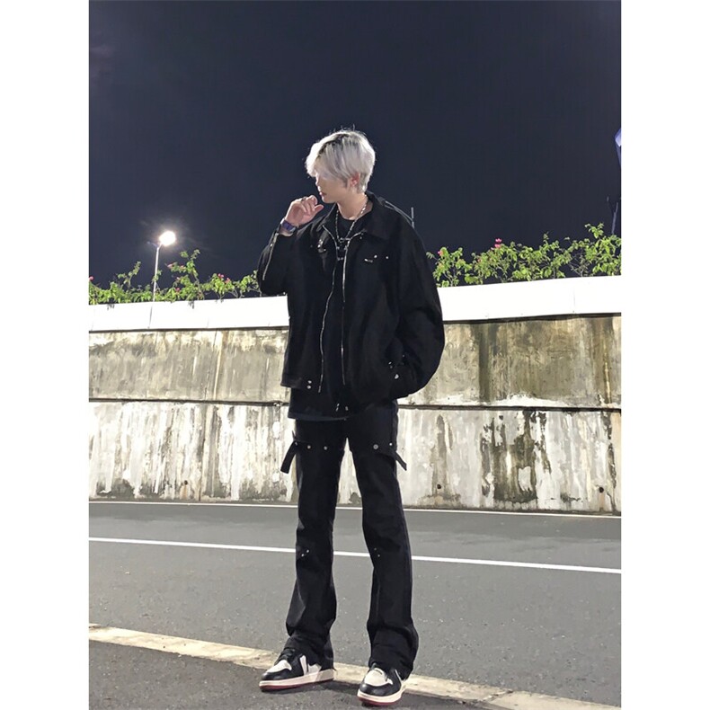 档口签约模特请档口勿盗图交叉绑带牛仔裤微喇叭裤,男装牛仔裤,星座310A-4