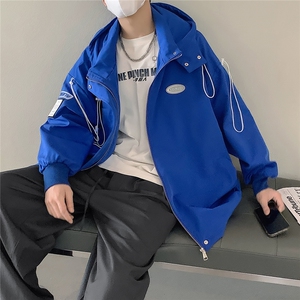 1克莱因蓝冲锋衣男外套男中性风宽松抽绳装饰连帽JK7569P75控99图片