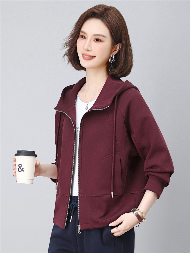 长期有货运动开衫卫衣女2026秋季新款时尚连帽上衣休闲长袖短外套,女装卫衣/绒衫,璐依舞