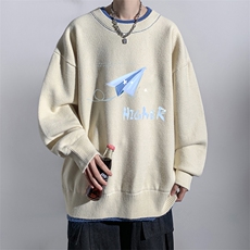 控78假两件毛衣男大码加绒针织衫男毛线衣M80270-P55加绒P70，男装针织衫/毛衣，电商A040