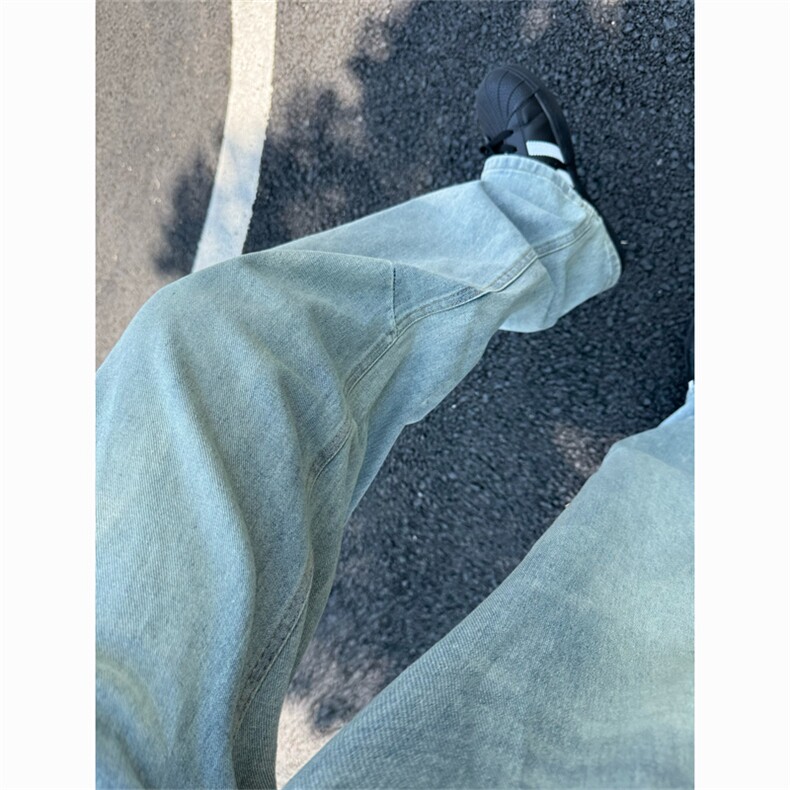美式vibe风复古水洗设计感牛仔裤男高街直筒宽松阔腿裤NZ366-p55,男装牛仔裤,星座1008
