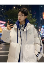 棉衣男冬季新款港风宽松假两件宽松连帽学生棉服MY8882-P82，男装棉衣，星座214-3