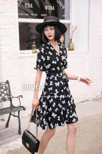 夏季新款蝴蝶结连衣裙，女装连衣裙，云落伊里