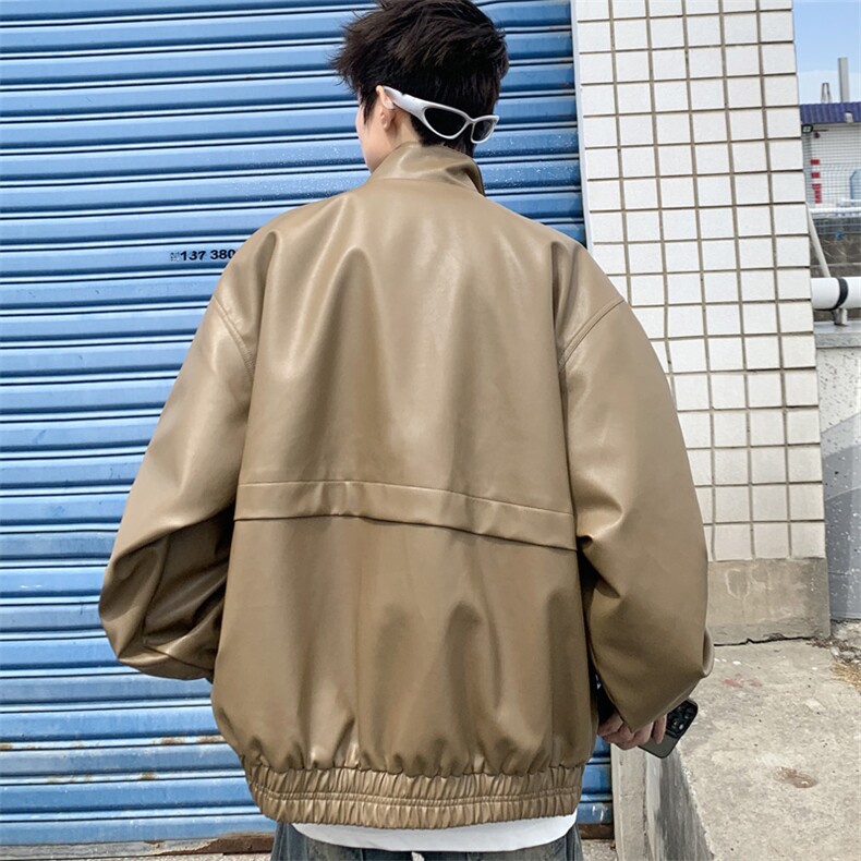 美式翻领皮衣外套复古秋冬款男女休闲机车夹克J5006P95控148,男装皮衣,电商A157