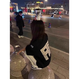 美式复古短袖t恤男女夏季痞帅高级感字母刺绣上衣宽松半袖 TG001图片