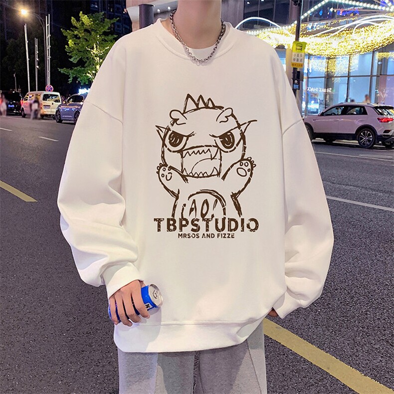 WASSUP HAPPY小恐龙华夫格短袖t恤男夏季薄款潮流宽松休闲体恤衫图片