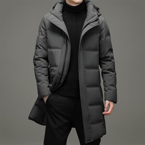 新款2023冬季脱卸帽羽绒服男装白鸭绒外套爸爸装YL21607-P390图片