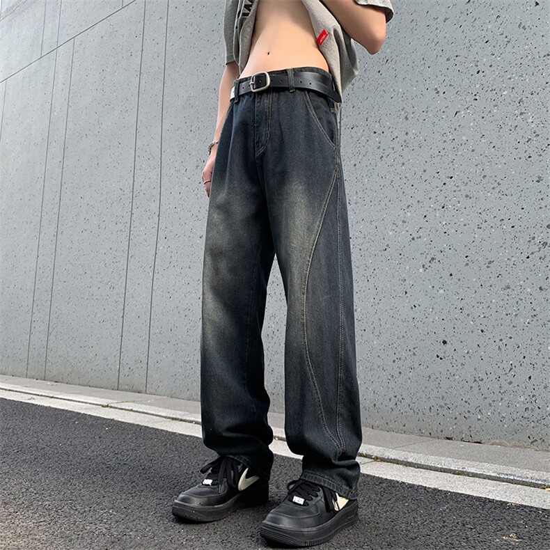 牛仔裤夏款男水洗潮cleanfit裤子高个子痞帅微喇直筒裤90055-p46,男装牛仔裤,星座1008-1