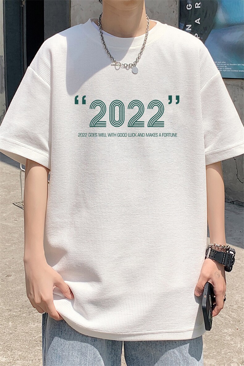 ！2023夏季男士华夫格短袖T恤潮流情侣半袖TXH211P25,男装T恤,电商B220