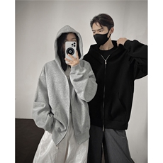 重磅全棉450克双拉链开衫连帽卫衣纯色短宽外套男潮RH6127-P54，女装短外套，星座610B-1