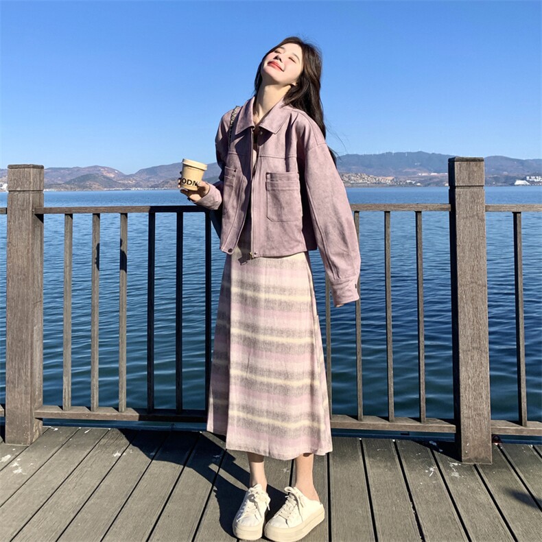 已出大货【26春新款】麂皮外套背心裙两件套2D001-6750-P195-K318,女装套装/套裙,2D001