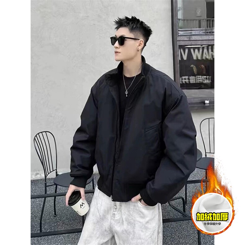 棉衣5W件现货冬季美拉德立领飞行夹克廓形高街棒球服加棉加厚外套，男装夹克，电商A486