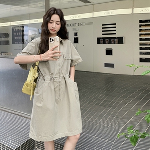 休闲减龄工装衬衫连衣裙女夏2025新款收腰显瘦今年流行高级感裙子图片