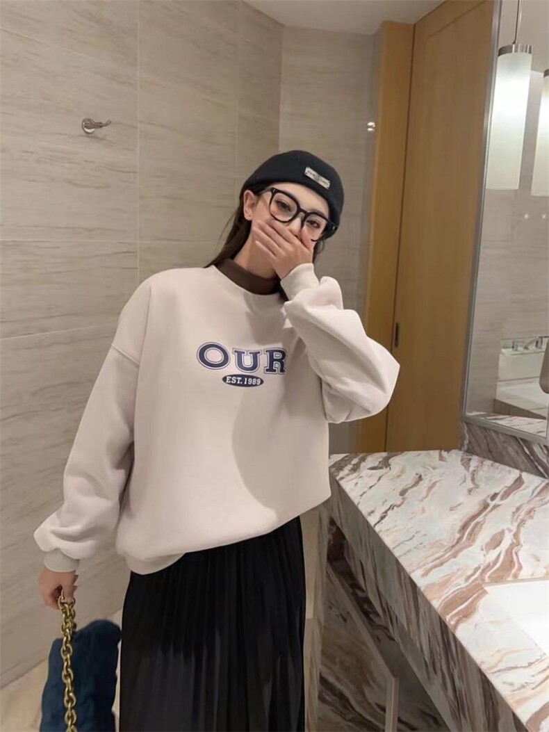 时尚休闲加绒高领卫衣，女装卫衣/绒衫，泽妤