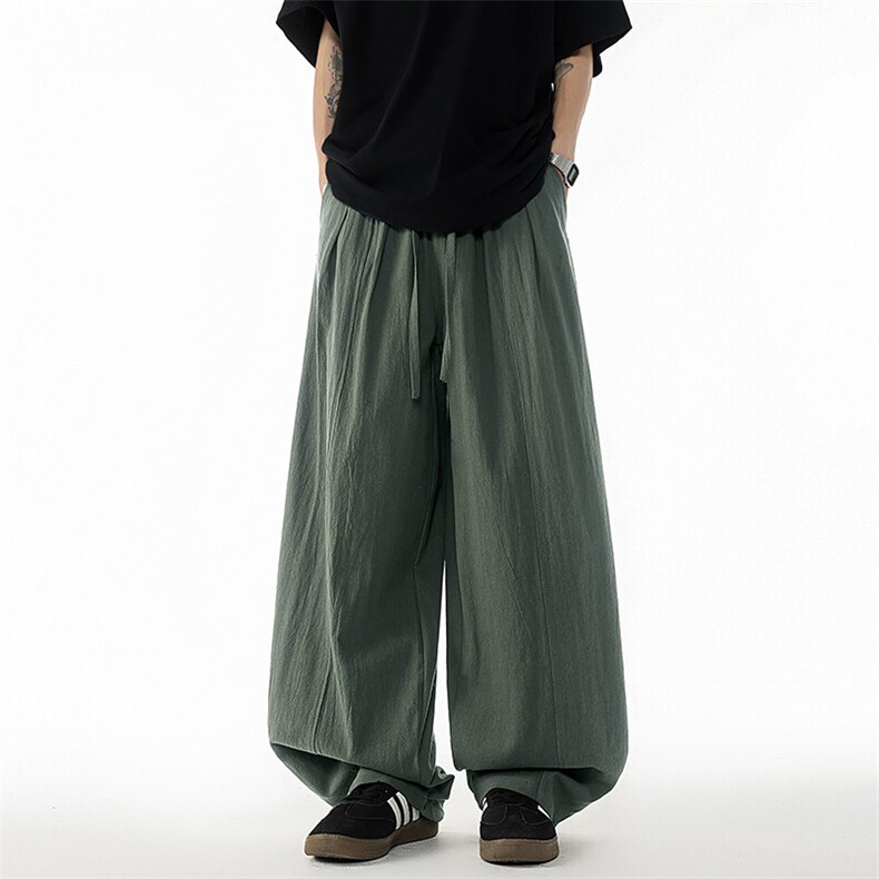 8XL-M亚麻弯刀裤直筒阔腿裤子男夏季宽松大码运动灯笼裤KZ068P60,男装休闲裤,电商B312