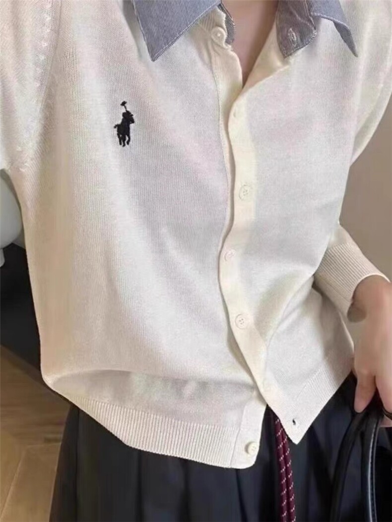 2025新款拼接衬衣领刺绣小马，女装针织衫/毛衣，织己羊绒