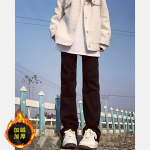 弹力加绒加厚牛仔裤男做旧小直筒裤715-6-BX07P55(控68）图片