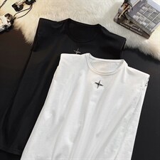 1平铺美式四角星设计潮流背心大码M-5XL休闲背心男BX8764P25控39，男装背心/马甲，星座226-2