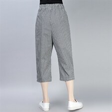 2025年夏季格子七分裤/九分裤直筒中腰布棉裤子格子气质百搭宽松，女装休闲裤，风姿绰