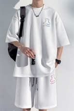 2025夏季新款港风光影墙大码短袖T恤套装M-5XHQ23382-特P45，男装T恤，电商A022
