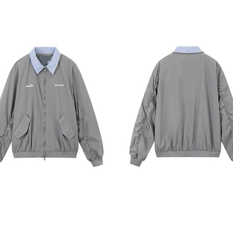 假两件工装外套美式覆古棒球服早春季宽松设计感飞行夹克女潮ins,男装夹克,星座506A