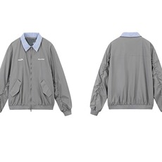 假两件工装外套美式覆古棒球服早春季宽松设计感飞行夹克女潮ins，男装夹克，星座506A