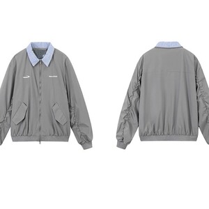 假两件工装外套美式覆古棒球服早春季宽松设计感飞行夹克女潮ins图片