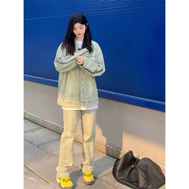 美式高街vibe牛仔外套男女春秋复古港风chic潮拉链设计感网图,男装工装外套,星座302B-2