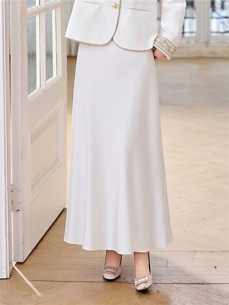 现货高腰A字中长款半身裙女2026春季新款垂感显瘦气质长裙,女装半身裙,时尚俏佳人