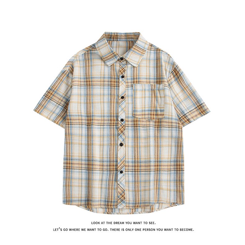 夏季复古格子大码原创休闲男半袖短袖衬衫C2174-P27【特价】，男装衬衫，电商A007