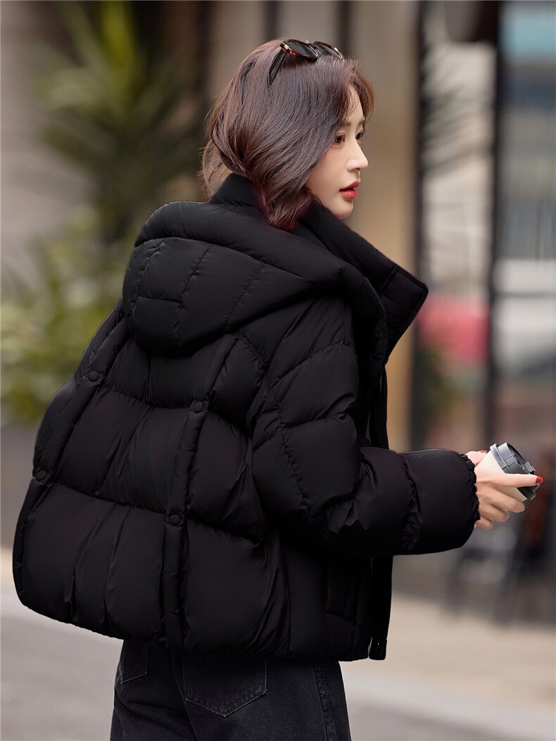 短款羽绒服女冬季2025新款小个子高端品牌时尚宽松白鸭绒连帽外套,女装羽绒服,靓衣阁