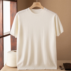 2024秋季新款羊绒休闲舒适短袖套头衫,男装羊绒套衫,米亚康羊绒