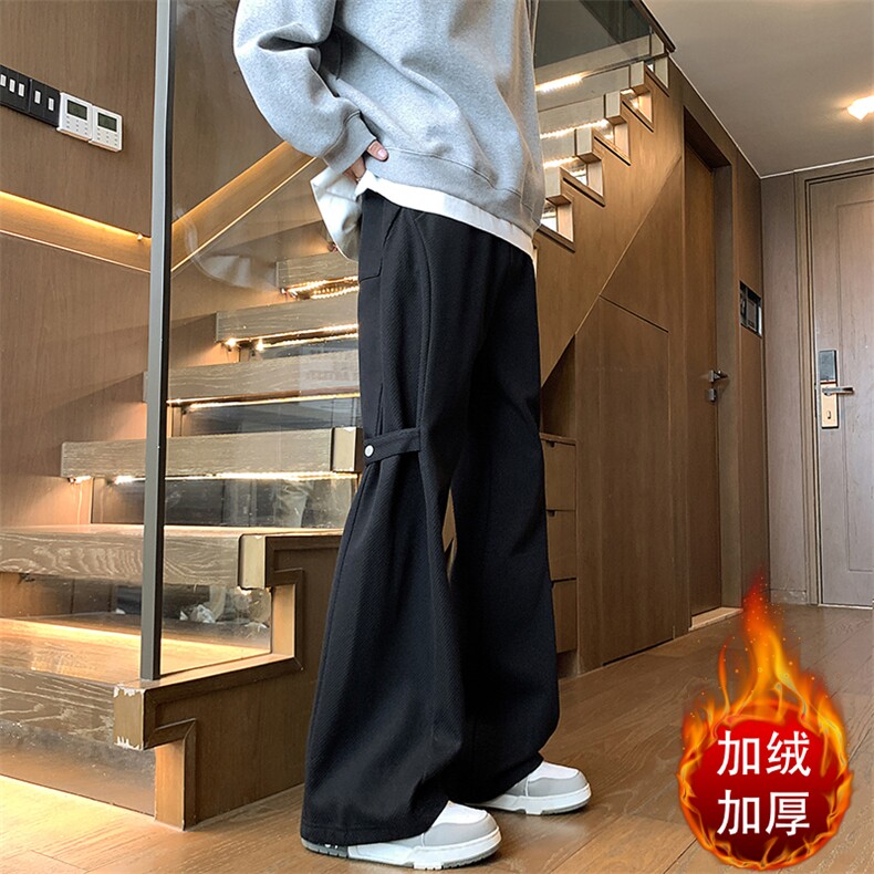 加绒厚款毛呢裤男休闲裤宽松直筒束腿裤KD631J-P50加绒P70，男装休闲裤，电商D312-1