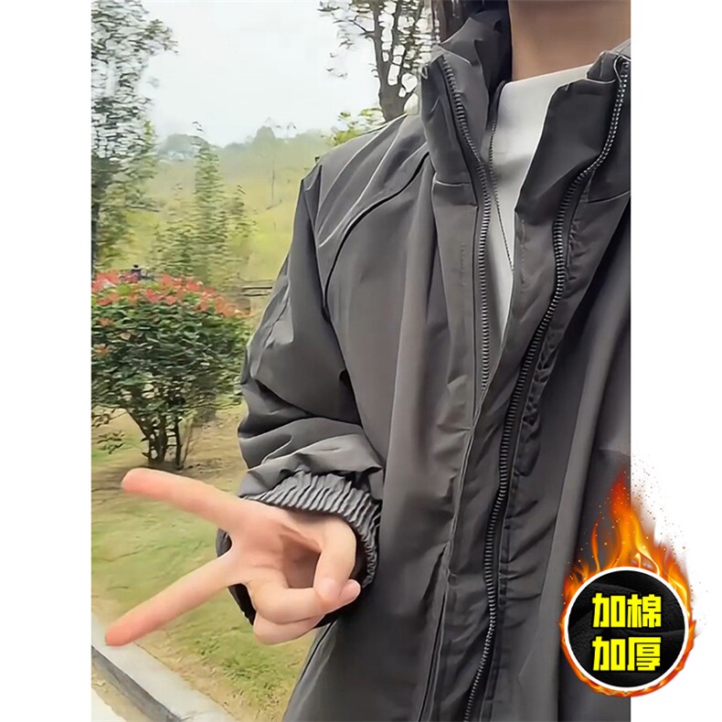 现货美式高街休闲棉衣夹克三防立领纯色户外工装加厚棉服外套,男装夹克,电商A486