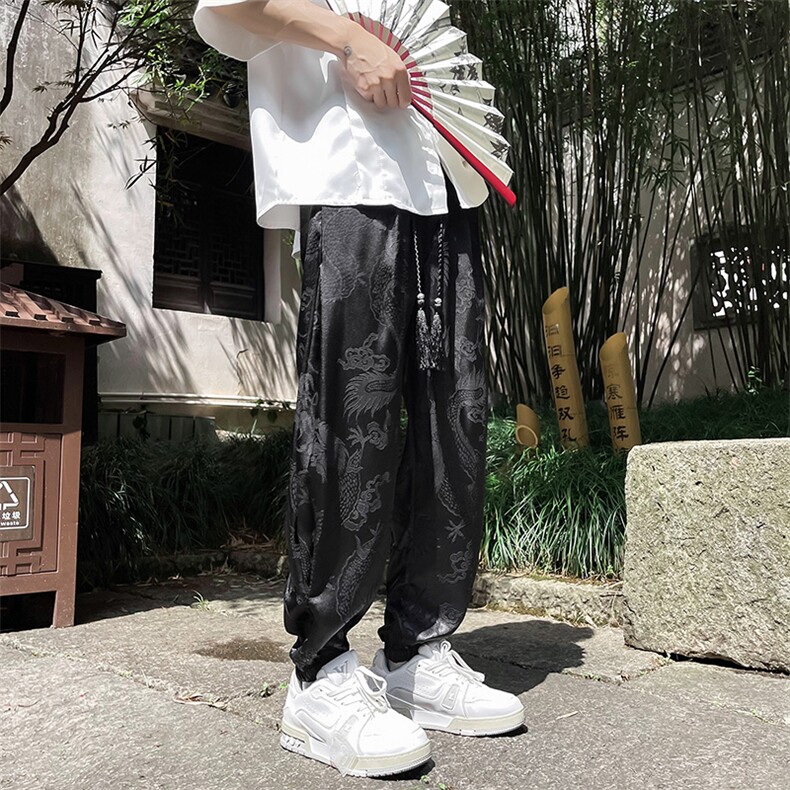 休闲裤风夏季新中式冰丝九分裤男束脚运动裤XZ212-QK9539-P37,女装休闲裤,星座212