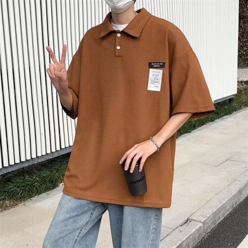 夏季流行青年男生短袖POLO衫衬衣休闲宽松舒适吸汗上衣图片
