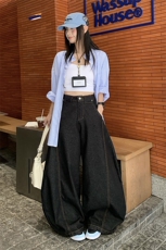 弯刀裤美式复古做旧牛仔裤男女夏季阔腿裤宽松拖地长裤YD9006-P60，男装牛仔裤，星座509