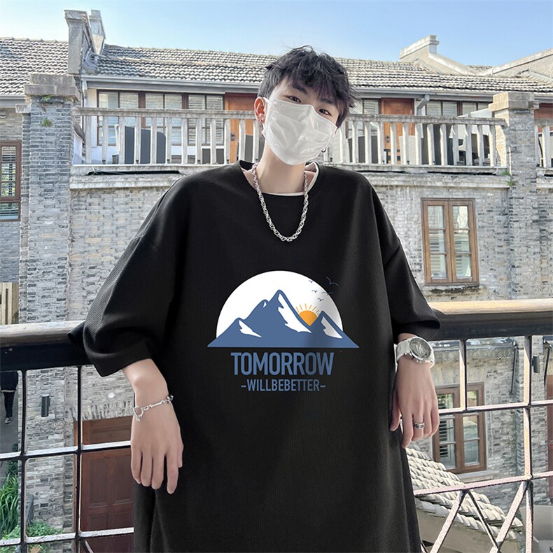 华夫格t恤男短袖男大码五分袖酒店风HT73235-P22,男装T恤,电商A040