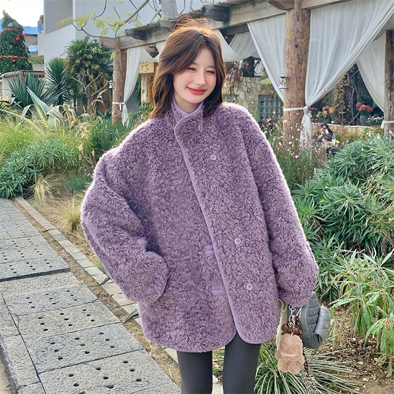 新款紫色韩版外套784-P255-K378,女装毛呢外套,2C108