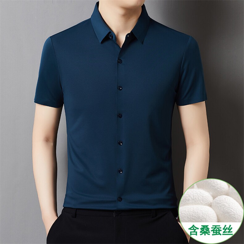 GDN7882男士春季新款短袖衬衣青年修身尖领衬衫休闲图片