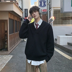 韩版简约纯色百搭毛衣秋冬宽松慵懒感针织衫男5Q3067-TP4588，男装针织衫/毛衣，电商A102