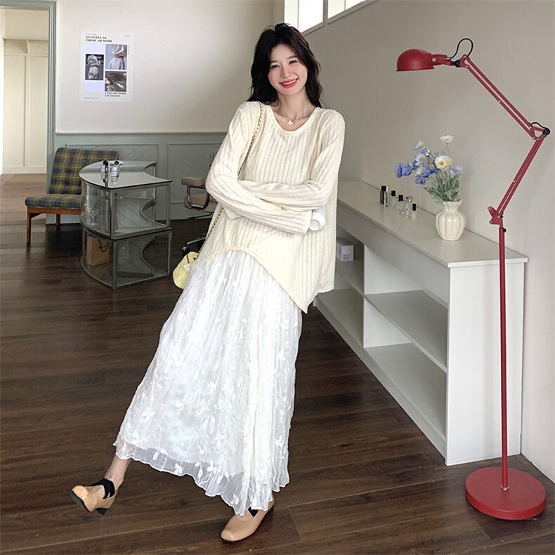 温柔小香风针织衫两件套女春秋2025新款高级感独特绝美半身裙套装,女装套装/套裙,维壹