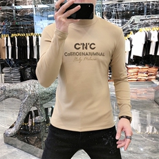 22新款秋冬潮牌男简欧大码圆领双面德绒打底衫长袖A-802-P53，男装T恤，电商A227B（原钱塘4066-1）