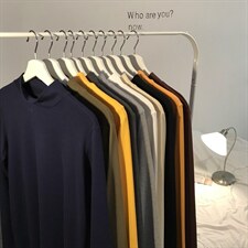 纯棉打底衫半高领修身长袖T恤男女量大从优615-1-T023，男装衬衫，星座702(原615)