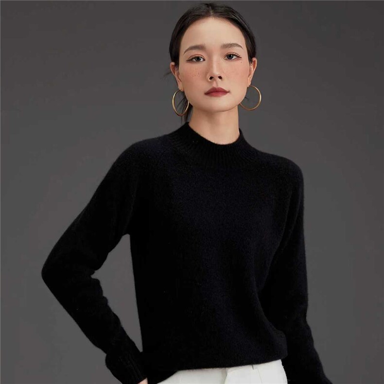 2025年秋季通勤时尚百搭通勤简约休闲长袖羊绒衫,女装羊绒衫,鑫萬耀羊绒