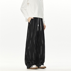 703-K396-P50秋季开口笑烧花流星印花直筒休闲长裤，男装休闲裤，星座703