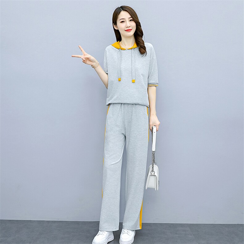 时尚休闲卫衣套装两件套2024春秋新款大码女装时尚轻熟阔腿裤套装,女装套装/套裙,梦依杭