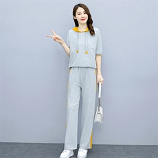 时尚休闲卫衣套装两件套2024春秋新款大码女装时尚轻熟阔腿裤套装，女装套装/套裙，梦依杭
