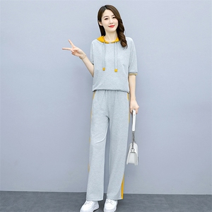 时尚休闲卫衣套装两件套2024春秋新款大码女装时尚轻熟阔腿裤套装图片